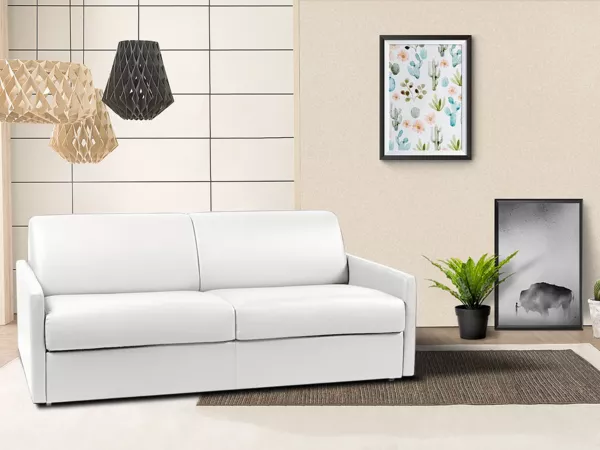 Schlafsofa 4-Sitzer CALIFE - Weiß - Liegefläche: 160 cm - Matratzenhöhe: 14 cm