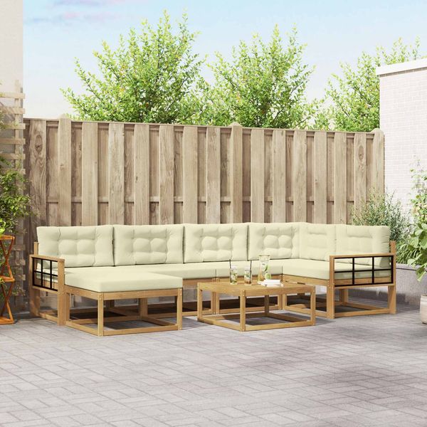 vidaXL Outdoor-Sofagarnitur 7 pcs Weiß und Creme 3386734