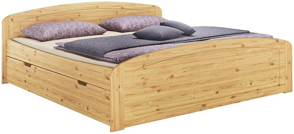 Funktions-Doppelbett Überlänge 200x220 Bettkasten Bettgestell Massiv Zubehör wählbar V-60.50-20-220Rollrost und Matratze inkl.