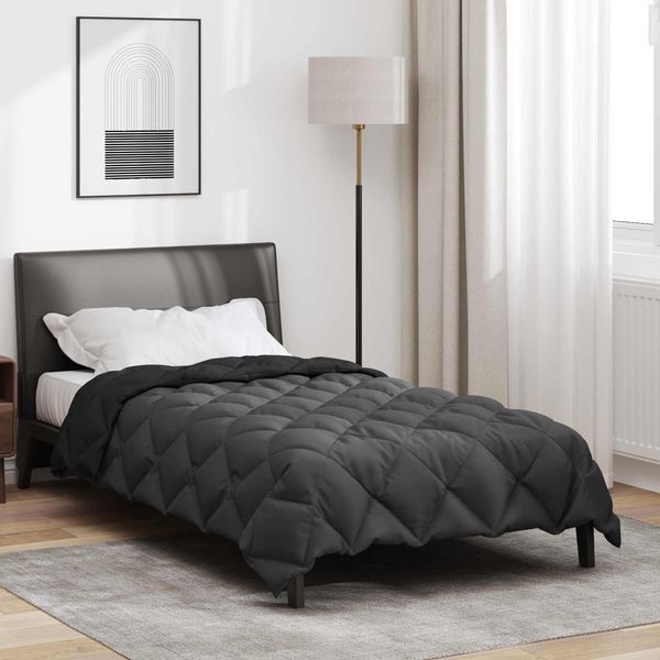 vidaXL Winterbettdecke Schwarz und Anthrazit 135 x 220 cm Mikrofaser 42025721