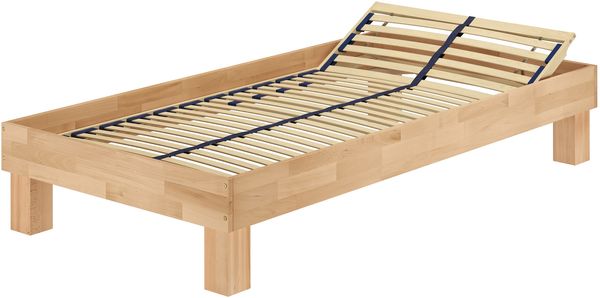 Holzbett breites Einzelbett 100x200 Buche geölt Futonbett mit wählbarem Zubehör V-60.87-10Federholzrahmen inkl.