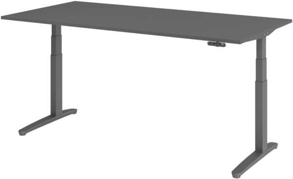 bümö elektrisch höhenverstellbarer Schreibtisch 200x100 cm mit Memory-Steuerung - Design Schreibtisch höhenverstellbar elektrisch, elektrischer Schreibtisch graphit, Gestell graphit, XBHM-2E-G-GG