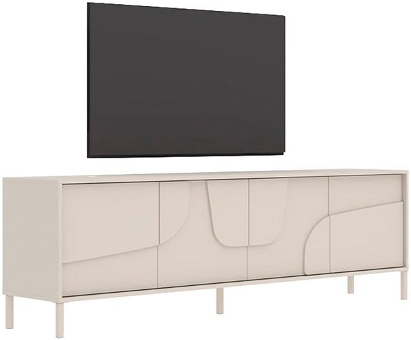 OTTO home Lowboard Stone, 205 cm breit, 4 Türen, TV-Schrank, TV-Kommode, Medienboard, 3D-Design, Push-to-open, Innenraum großzügig, Füße 14/2 cm wählbar