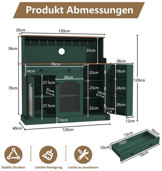 HOLTICO Sideboard Küchenschrank mit Arbeitsplatte, Küchenbuffet Buffetschrank (1 St), Weinschrank mit Schublade und Oberer Ablage Bild 2
