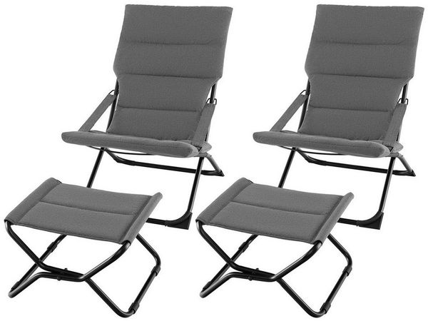 KOMFOTTEU Gartenstuhl, Liegestuhl klappbar, mit Hocker