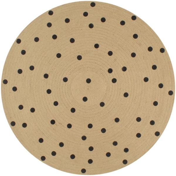 vidaXL Teppich Handgefertigt Jute mit Punktmuster 150 cm 133688