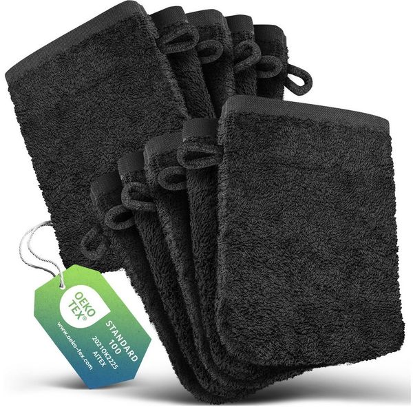 Slummer Waschhandschuh Frottier Waschlappen Seiflappen, Baumwolle (Set, 10-St), 15x21cm, Anthrazit grau