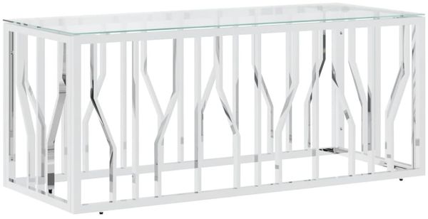 Couchtisch, Sofatisch 110x45x45 cm Edelstahl und Glas