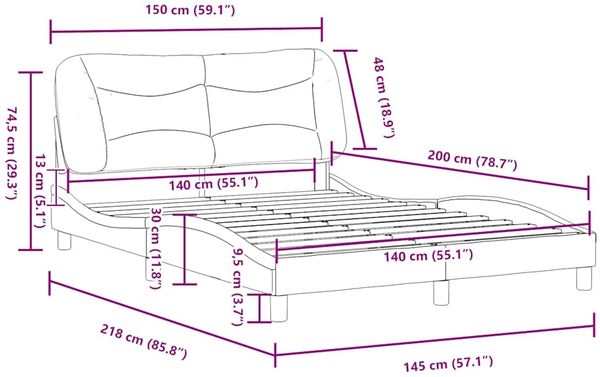 vidaXL Bettgestell ohne Matratze "Hvar" Blau 140x200 cm Stoff 3207778 Bild 12