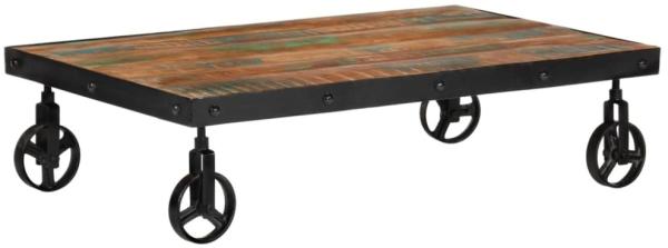 Couchtisch mit Rädern Massivholz 100 x 60 x 26 cm Altholz