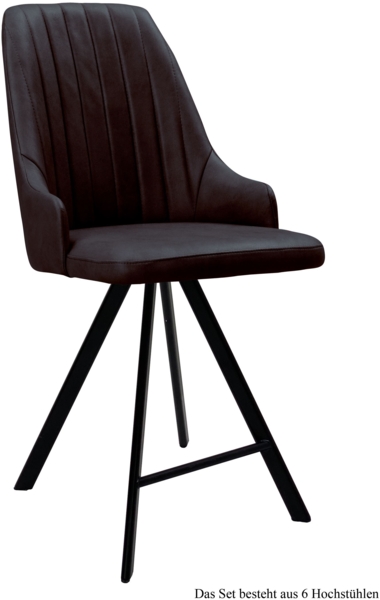 Thekenstuhl drehbar (6er-Set) Diannah 52x108x60 Schwarz/Espresso