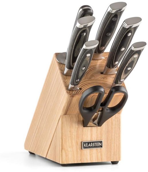 Katana 8 Messerset 8-teilig Schere Wetzstahl Messerblock Braun