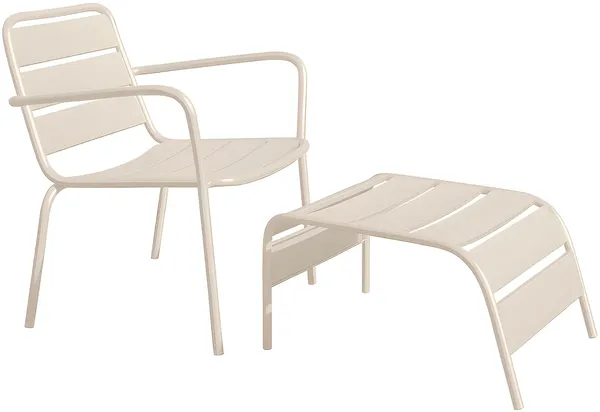 Vente-unique - MIRMANDE Gartensitzgruppe Metall Beige - B 61,5 cm67,5 cm x H 33 cm71,5 cm x L 50 cm60 cm