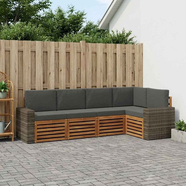 vidaXL Ecksofa Set 5 pcs Natur und Anthrazit Massivholz Akazie 3384368