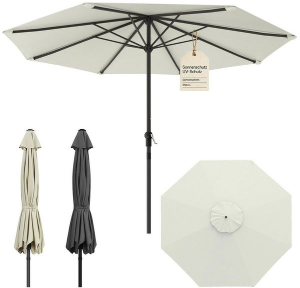 Huracan Sonnenschirm Strandschirm Neigbar, Sonnenschirme,Balkonschirm,Gartenschirm, Strandschirm mit/ohne LED, 300/350cm Durchmesser, neigbar/knickbar