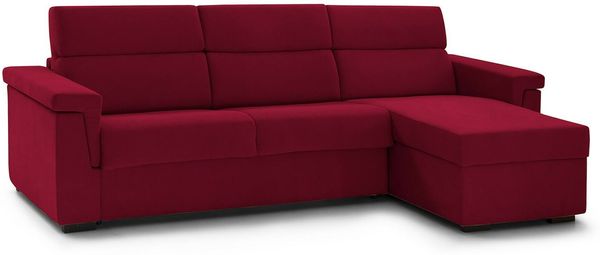 Dmora Schlafsofa mit Halbinsel Esca, Verwandelbares Ecksofa für das Wohnzimmer, gepolstert, abnehmbar, 100 % Made in Italy, 285x160 h100 cm, Rot