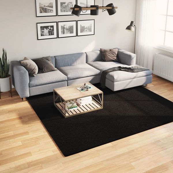 vidaXL Teppich HUARTE Kurzflor Weich und Waschbar Schwarz 240x240 cm 375120