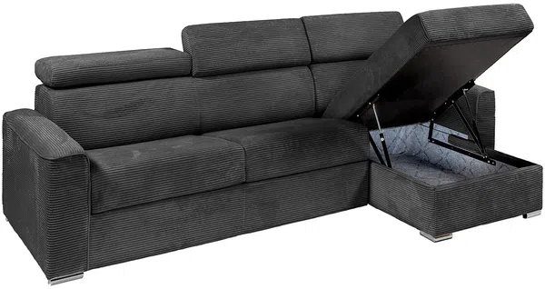 Vente-unique - VIZIR Sofa SamtStoff Grau - B 223 cm94 cm x H 110 cm95 cm x L 282 cm Bild 6