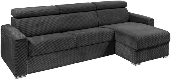 Vente-unique - VIZIR Sofa SamtStoff Grau - B 223 cm94 cm x H 110 cm95 cm x L 282 cm Bild 4