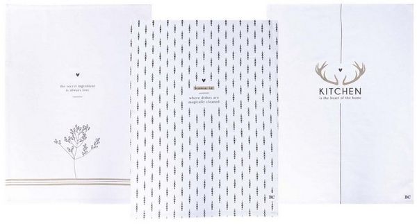 Bastion Collections Geschirrtuch White Kitchen Love, Höhe: cm, Farbe: Weiß, Motiv: Herzchen