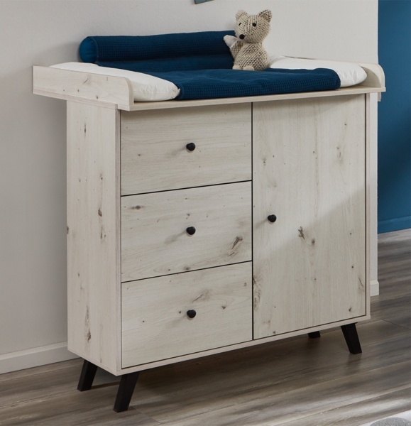 Wickelkommode mit abnehmbarem Wickelaufsatz Lavea, (B/H/T): 88/100/75 cm, White Oak, Arthur Berndt