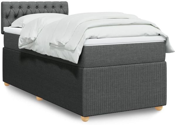 vidaXL Boxspringbett mit Matratze Dunkelgrau 100x200 cm Stoff 3287375