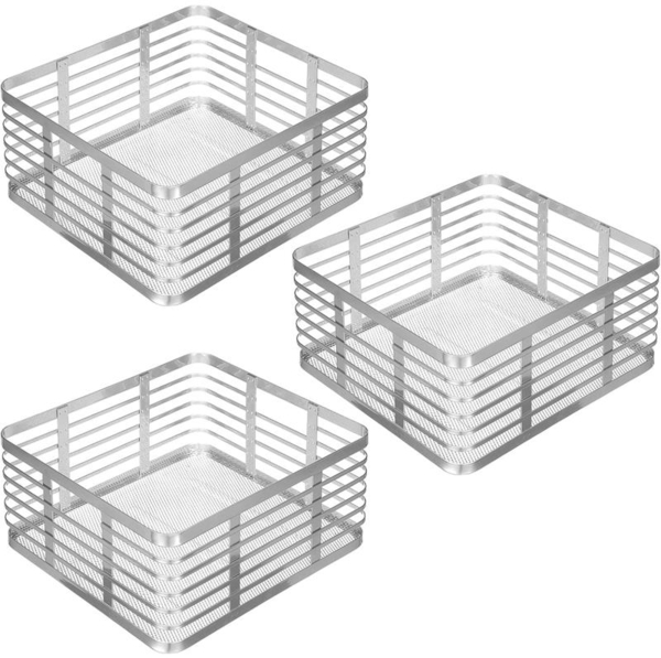 mDesign Allzweckkorb Gitterbox Drahtkorb Aufbewahrung 3er Set Metall Silber