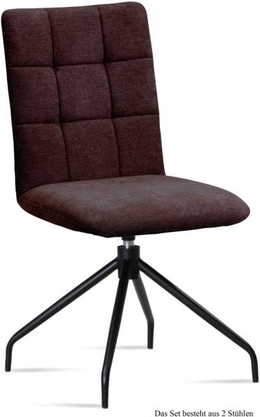 Esszimmerstuhl drehbar (2er-Set) Dolley 47x91x60 Schwarz/Espresso