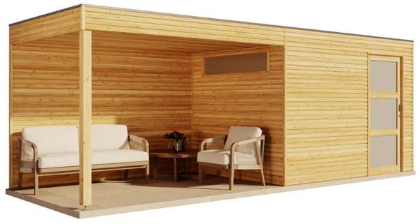 Alpholz Gerätehaus QBS (optional mit Schleppdach Gartenhaus aus Holz in Grün Holzhaus mit 28 mm Wandstärke inklusive Schleppdach Blockbohlenhaus mit Montagematerial Bild 3