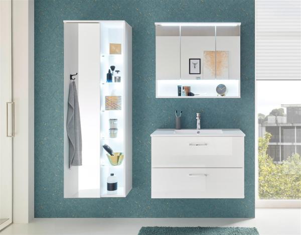 Hochschrank >Bella< in Weiß aus Glas - 55x160x30cm (BxHxT) Bild 4