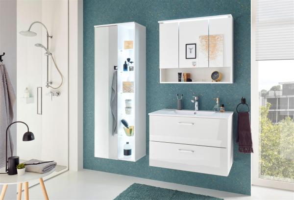 Hochschrank >Bella< in Weiß aus Glas - 55x160x30cm (BxHxT) Bild 3