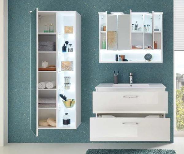 Hochschrank >Bella< in Weiß aus Glas - 55x160x30cm (BxHxT) Bild 5