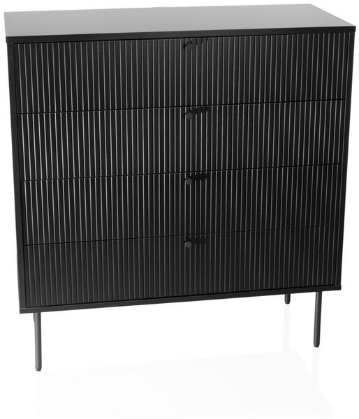 hjh LIVING Kommode mit 4 Schubladen KARBY K 90 x 40 x 95 cm, Schubladenschrank im Industrial-Stil, viel Stauraum, Schwarz