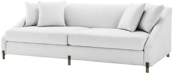 Casa Padrino Luxus Sofa Weiß / Messingfarben 223 x 94 x H. 73 cm - Wohnzimmer Sofa mit 4 Kissen - Luxus Möbel