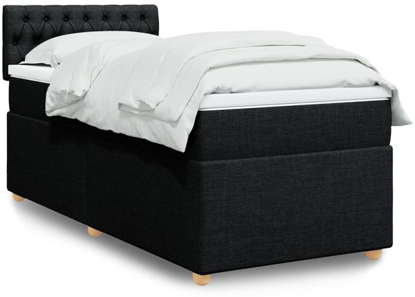 vidaXL Boxspringbett mit Matratze Schwarz Stoff 3286861