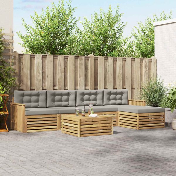 vidaXL Outdoor-Sofagarnitur 6 pcs Weiß und Hellgrau 79 x 79 x 37 cm 3390361
