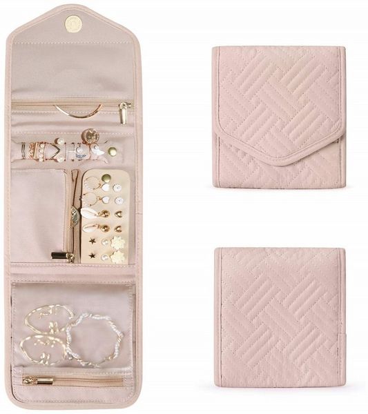 FOUORTUNATE-BEE Schmuckrolle Schmuck Organizer Tasche Reise Schmuckaufbewahrung (für Ringe, Ohrringe, Halsketten, Uhren)