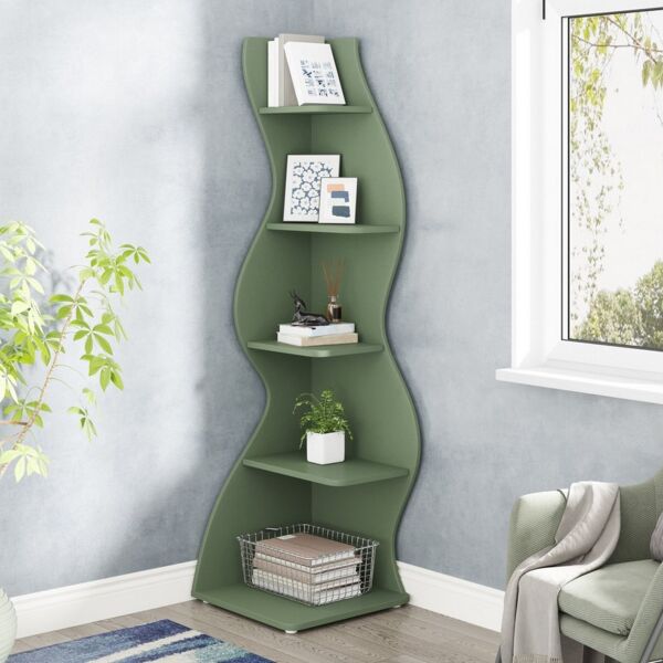Tribesigns Eckregal 5-stöckiges Wand-Eck-Bücherregal, Ecke Bücherregal Aufbewahrungsregal