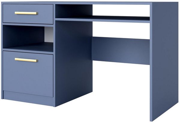Compleo Schreibtisch mit Schublade und Tür, goldene Elemente, ALEX II, glamour design