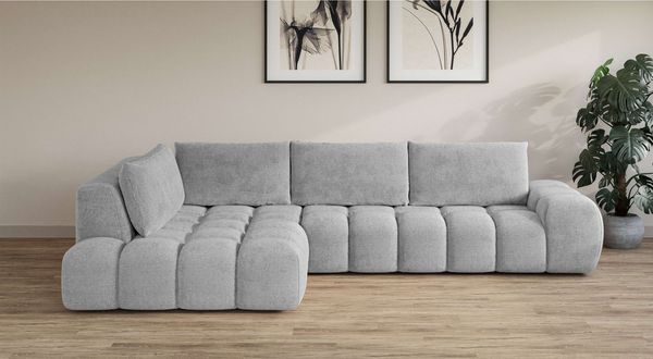 OTTO home Ecksofa AZITA L-Form, XL 296 cm - Designsofa in Bubble-Optik, lose Rückenkissen, traumhafte Steppung