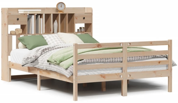vidaXL Massivholzbett mit Regal ohne Matratze 140x200 cm Kiefernholz 3321938