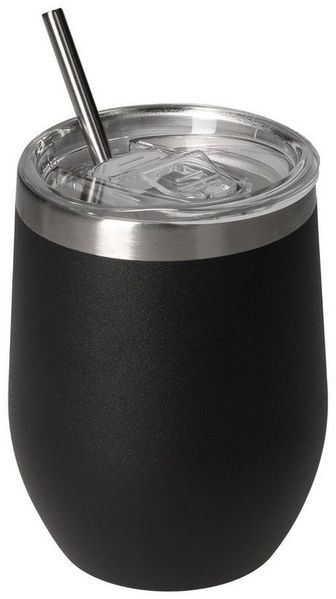 elasto Becher Weinbecher 350 ml Vinova Edelstahl Trinkbecher inkl. Strohhalm, robust, spülmaschinengeeignet, Sommer, Geschenk