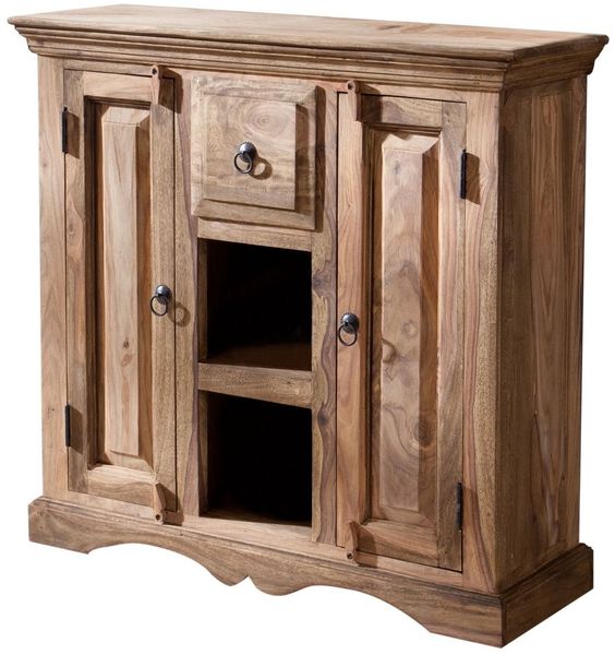 Sideboard Sheesham 87x32x85 grau geölt LEEDS #45