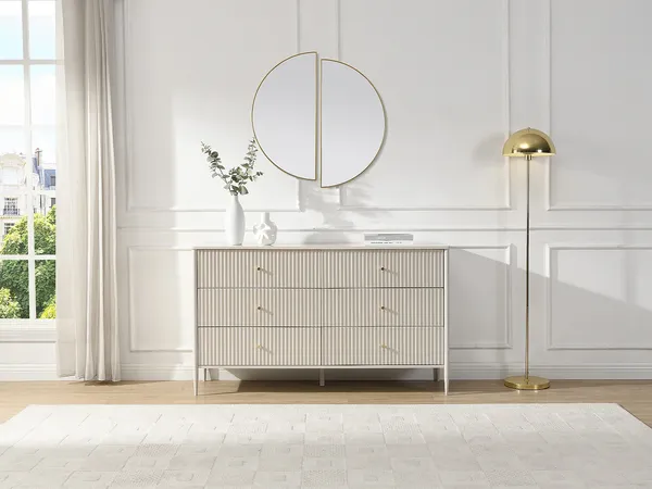 Vente-unique - CALITARO Kommode Holz, Platte Beige - B 40 cm x H 82 cm x L 140 cm