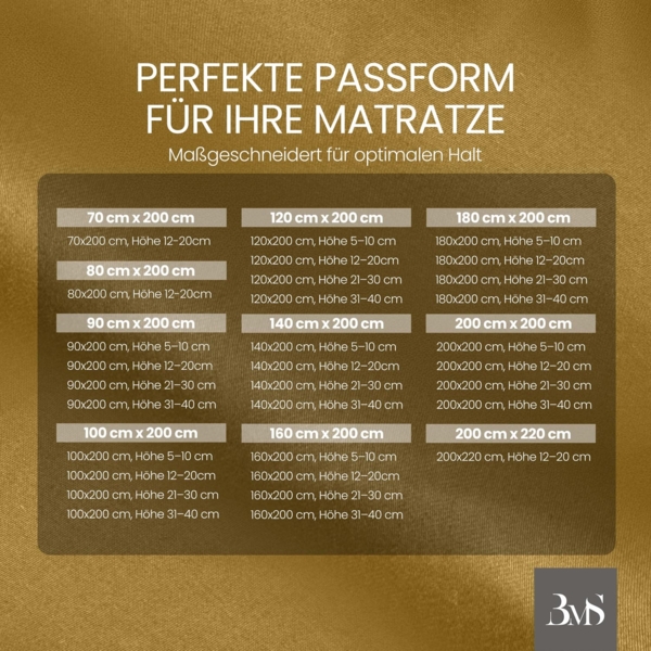 Bettwaesche-mit-Stil Mako-Satin Spannbettlaken gold 160x200cm Höhe 5-10cm Bild 3