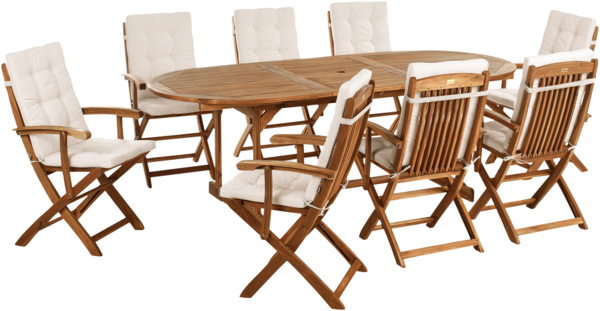 Gartenmöbel Set 8-Sitzer MAUI PREMIUM Akazienholz Hellbeige