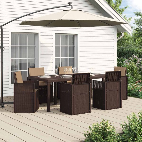 vidaXL Garten Essgruppe mit Kissen 7 pcs Braun und Taupe PP 3430077