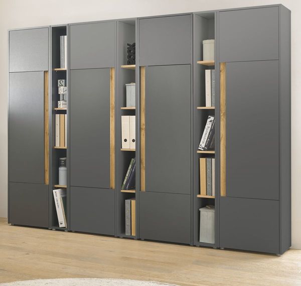 Aktenschrank Set Center in grau matt und Eiche Wotan 260 x 200 cm