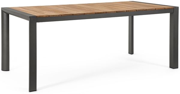 Gartenesstisch Norema aus Teakholz und Aluminium, modern rechteckig, anthrazit natur, 180x90 cm