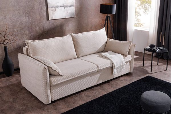 riess-ambiente Schlafsofa APARTMENT 215cm beige · Cord, inkl. Kissen, inklusive Bettkasten, Einzelartikel 1 Teile, 3-Sitzer-Couch mit Bettfunktion - ideal für Wohn- oder Gästezimmer